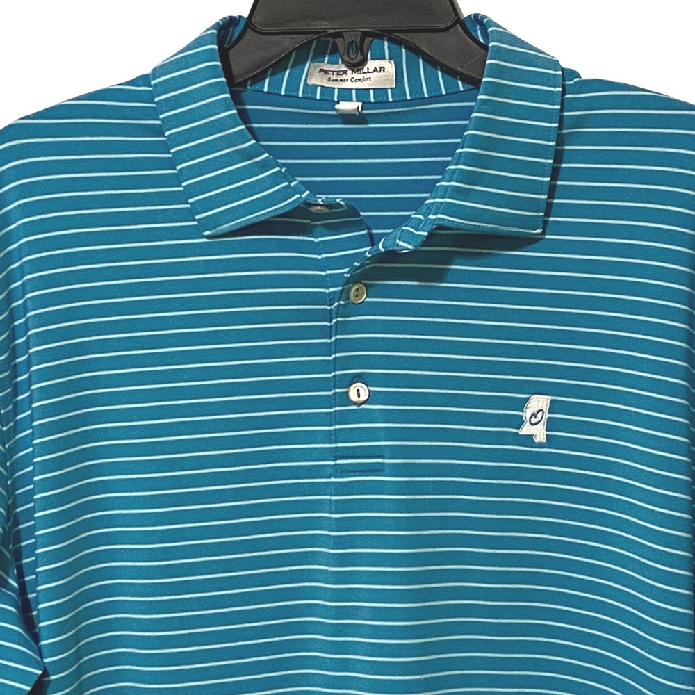 Peter Millar Summer Comfort Mens Striped Mississippi Polo Shirt L Preppy Sporty